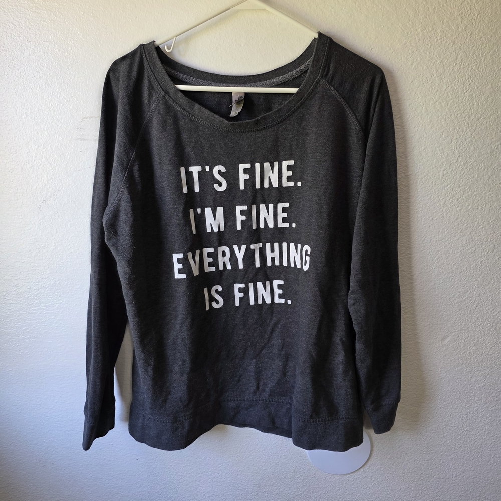 Gray Women's Sweater with Text Print